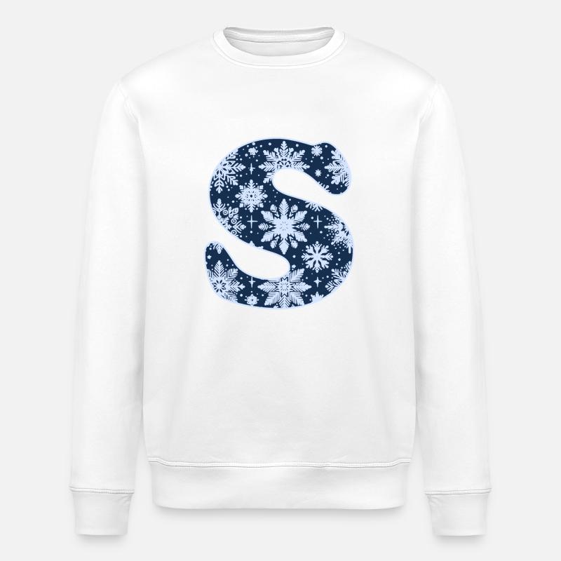 Buchstabe S Schneeflocken - Stanley/Stella Unisex Bio-Sweatshirt ROLLER - Weiß