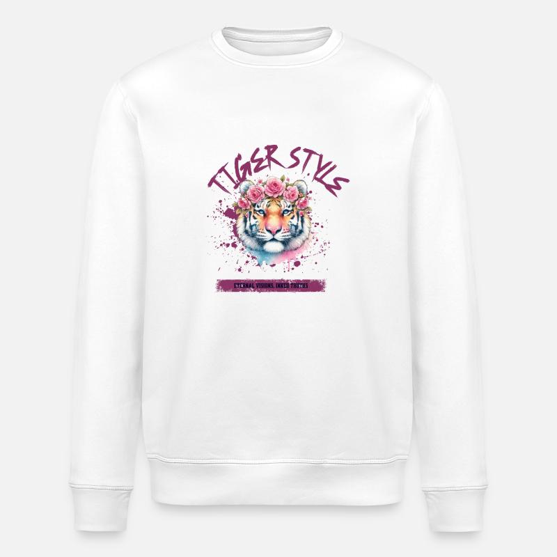 Tiger style - Stanley/Stella ROLLER Unisex Organic Sweatshirt - white