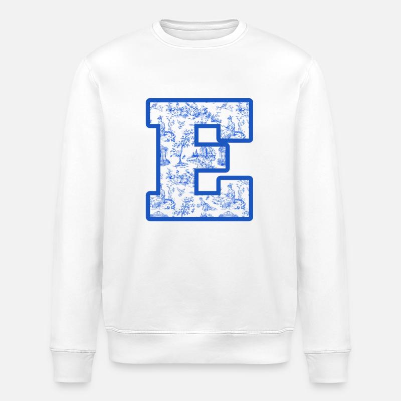 Letter e blue chinoiserie - Stanley/Stella ROLLER Unisex Organic Sweatshirt - white