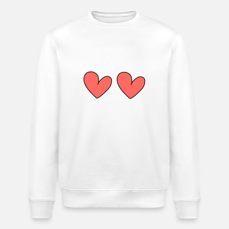 Herz zwei Herzen Symbol - Stanley/Stella Unisex Bio-Sweatshirt ROLLER - Weiß