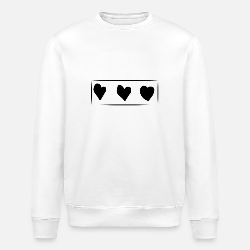 Three Hearts Heart Rectangle Love - Stanley/Stella ROLLER Unisex Organic Sweatshirt - white
