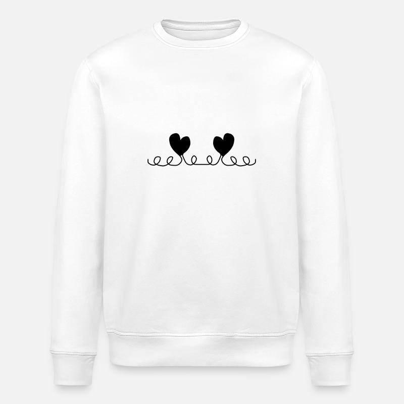 Two Hearts Heart Line Love - Stanley/Stella ROLLER Unisex Organic Sweatshirt - white