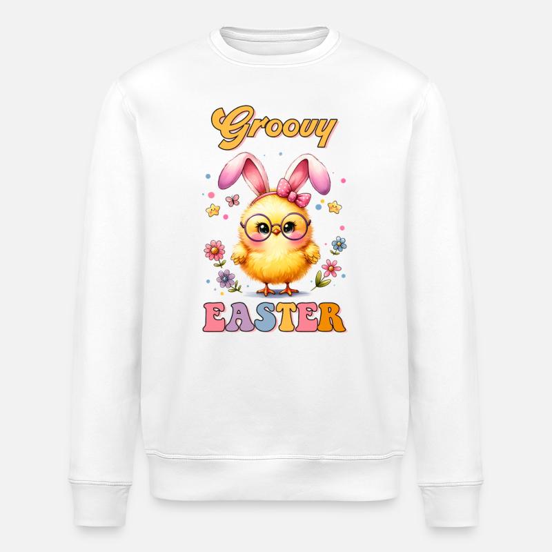 Groovy Easter - Stanley/Stella Unisex Bio-Sweatshirt ROLLER - Weiß
