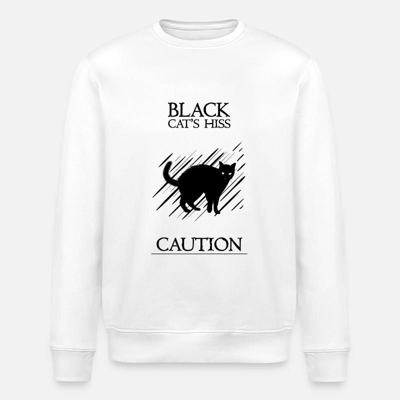 Black cat - Stanley/Stella ROLLER Unisex Organic Sweatshirt - white