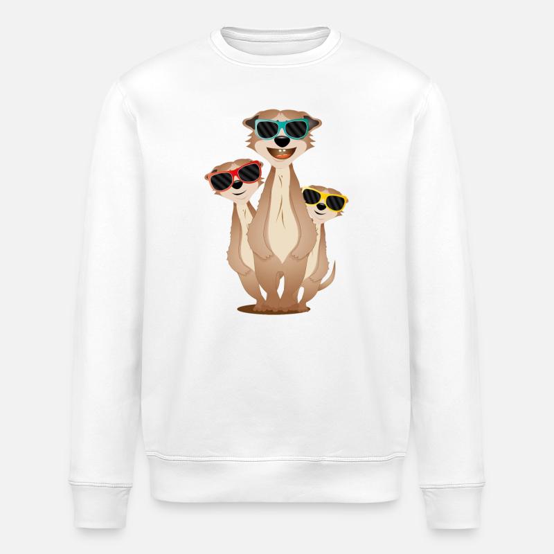 coole Erdmännchen Gruppe mit Sonnenbrillen - Stanley/Stella Unisex Bio-Sweatshirt ROLLER - Weiß