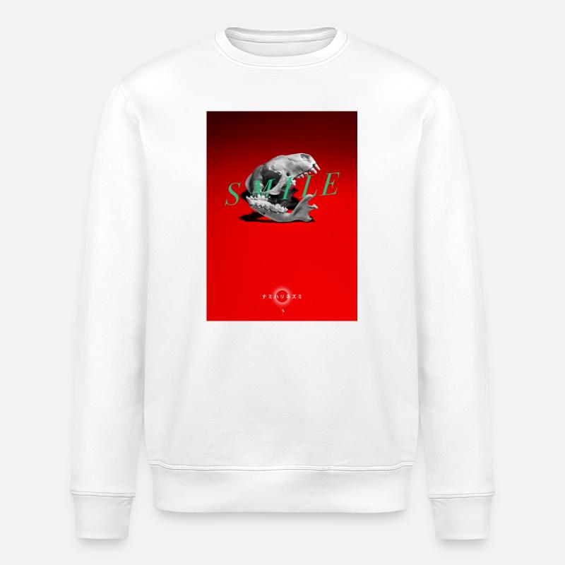 Lächelnder Schädel auf rotem Grund - Stanley/Stella Unisex Bio-Sweatshirt ROLLER - Weiß