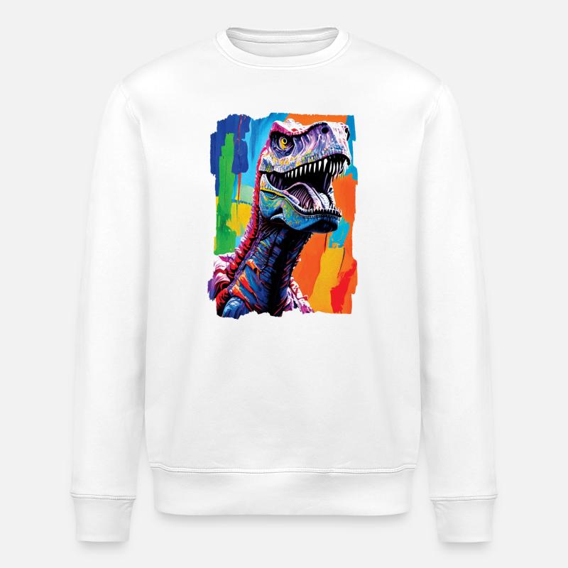 Porträt von T-Rex - Stanley/Stella Unisex Bio-Sweatshirt ROLLER - Weiß