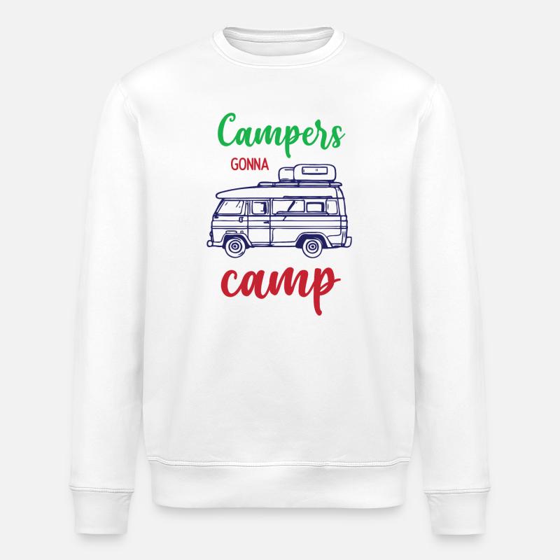 Campeurs qui vont au camp - Sweat bio ROLLER Stanley/Stella Unisexe - blanc