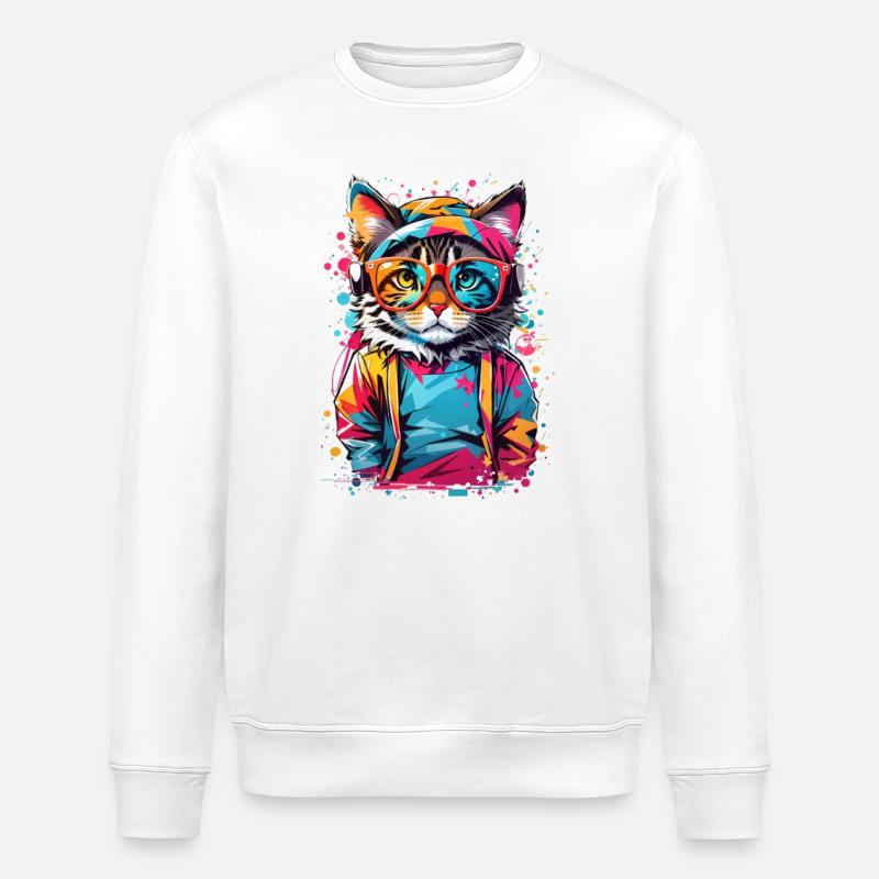 Süße Katze - Stanley/Stella Unisex Bio-Sweatshirt ROLLER - Weiß