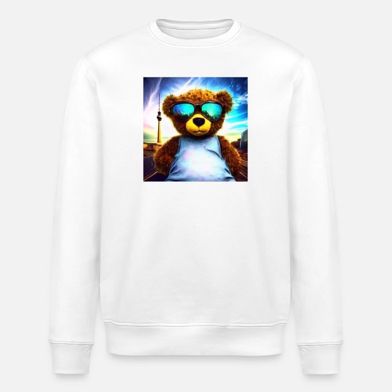 Teddy in Berlin I - Stanley/Stella Unisex Bio-Sweatshirt ROLLER - Weiß