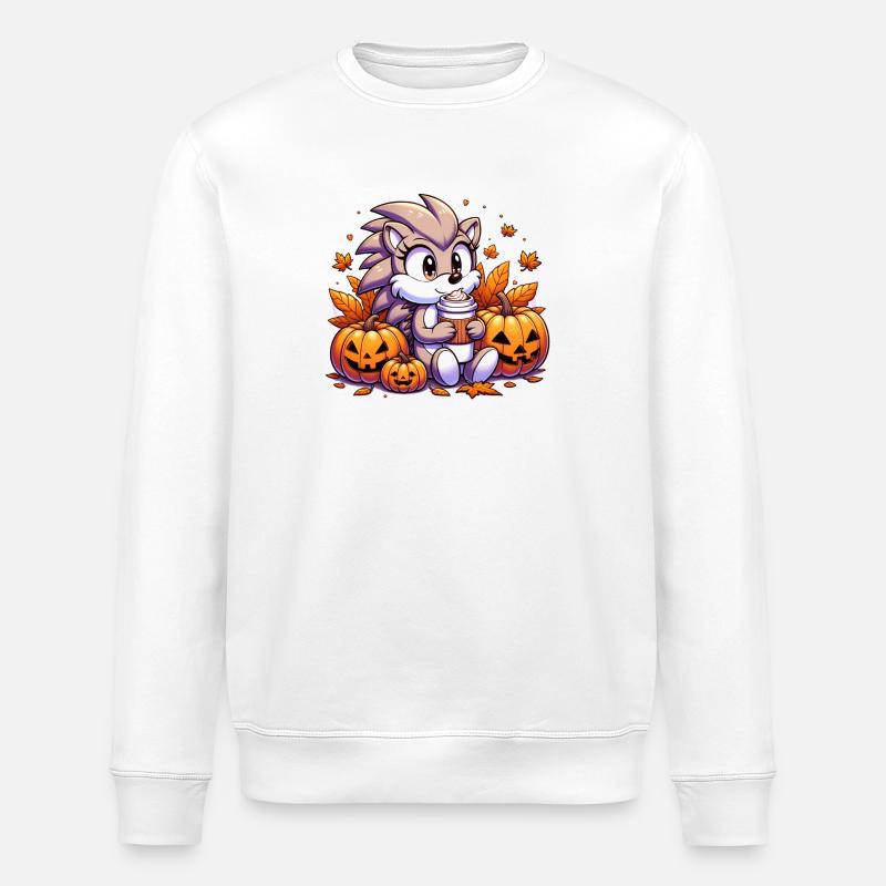 Hedgehog drinks Halloween - Stanley/Stella ROLLER Unisex Organic Sweatshirt - white