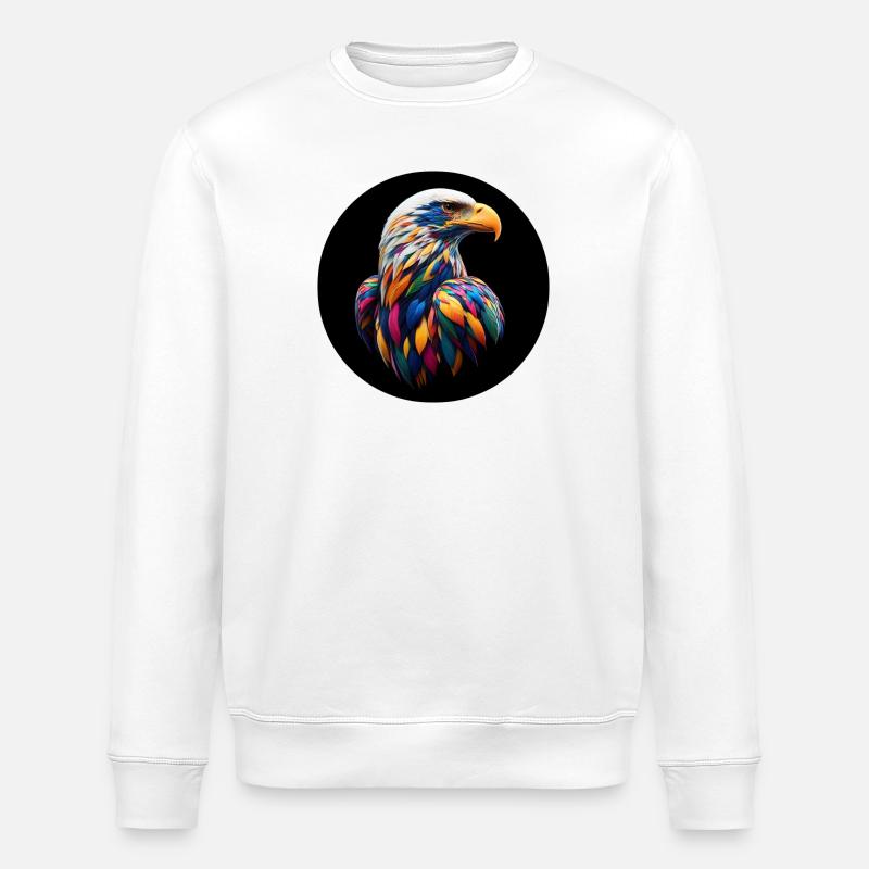 Adler mit bunten Federn - Stanley/Stella Unisex Bio-Sweatshirt ROLLER - Weiß