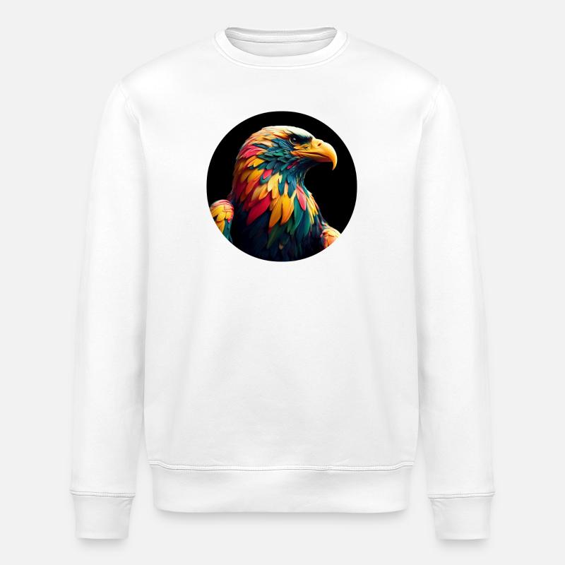 Adler mit bunten Federn - Stanley/Stella Unisex Bio-Sweatshirt ROLLER - Weiß