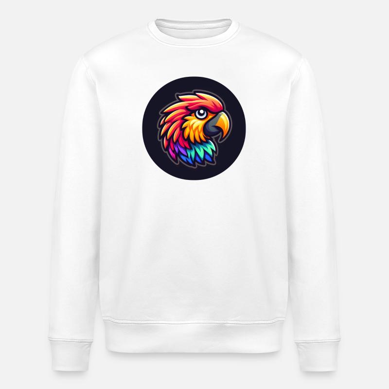 Papagei Ara Kopf bunt Cartoon Comic - Stanley/Stella Unisex Bio-Sweatshirt ROLLER - Weiß