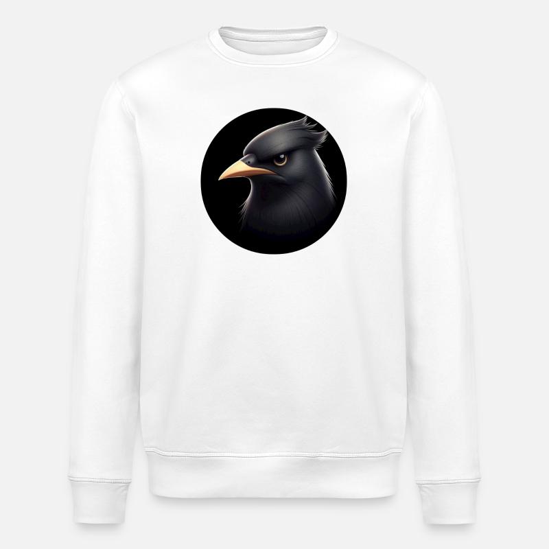Schwarzer Rabe im Animationsstil - Stanley/Stella Unisex Bio-Sweatshirt ROLLER - Weiß
