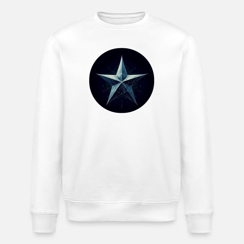Blauer Stern im Polygon Stil - Stanley/Stella Unisex Bio-Sweatshirt ROLLER - Weiß