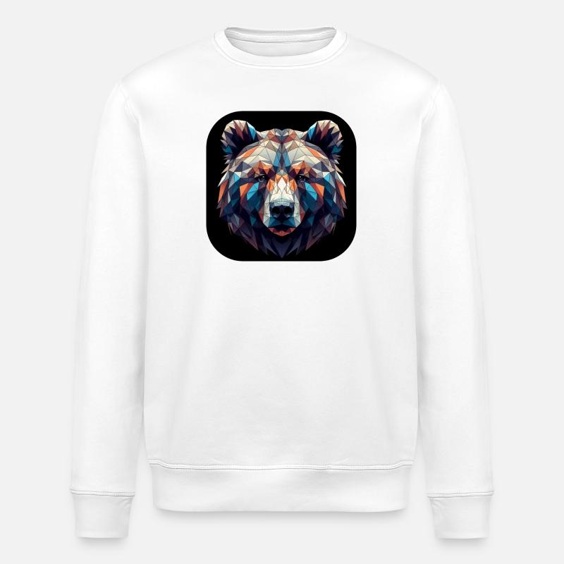 Bär Kopf Polygon bunt farbig - Stanley/Stella Unisex Bio-Sweatshirt ROLLER - Weiß