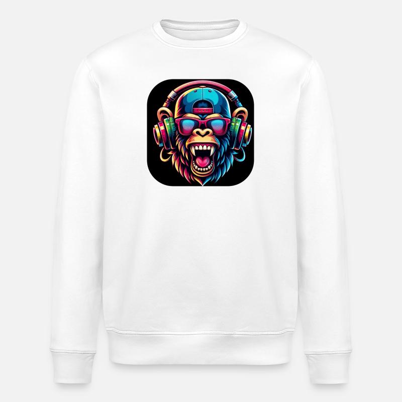 Singe Coloré Dents Rugissement Cap - Sweat bio ROLLER Stanley/Stella Unisexe - blanc