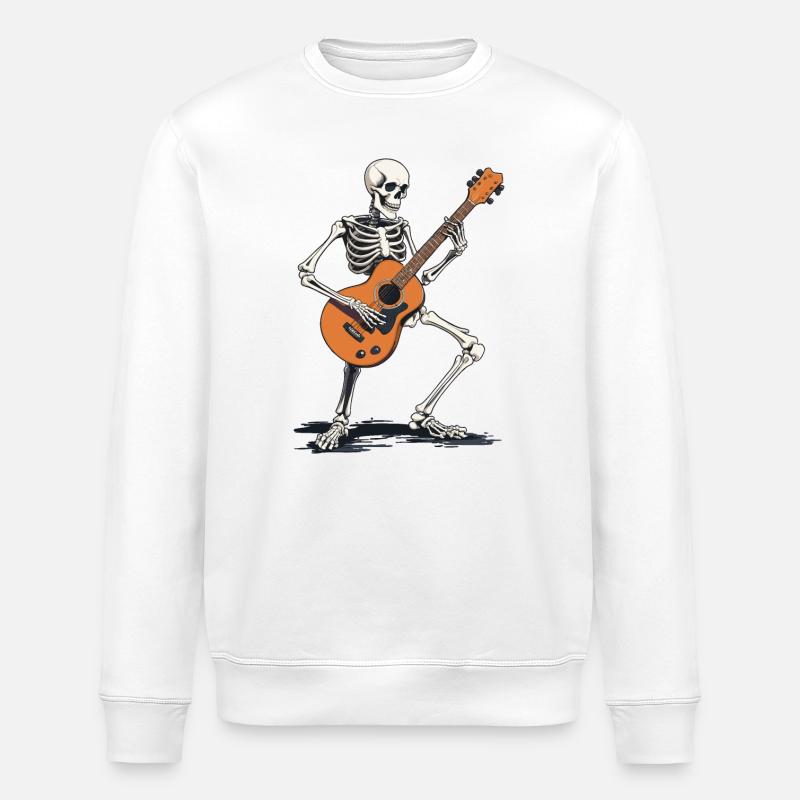 Skelett mit Gitarre - Stanley/Stella Unisex Bio-Sweatshirt ROLLER - Weiß