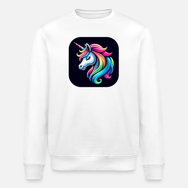 Einhorn Bunt Mähne Horn - Stanley/Stella Unisex Bio-Sweatshirt ROLLER - Weiß