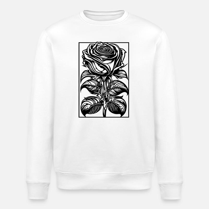 Romantische Rose mit Rahmen - Stanley/Stella Unisex Bio-Sweatshirt ROLLER - Weiß