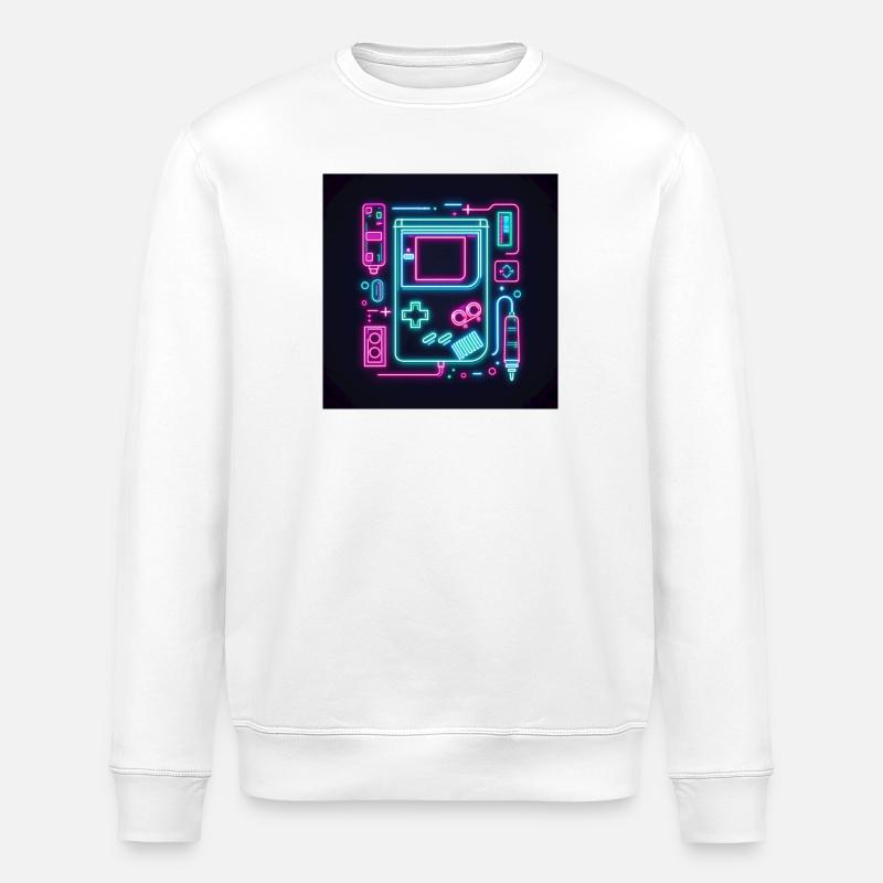 Neon Retro Spielkonsole Outline - Stanley/Stella Unisex Bio-Sweatshirt ROLLER - Weiß