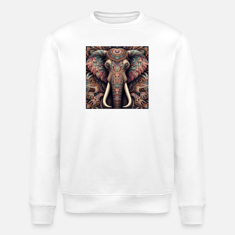 Geschmückter Elefant - Stanley/Stella Unisex Bio-Sweatshirt ROLLER - Weiß