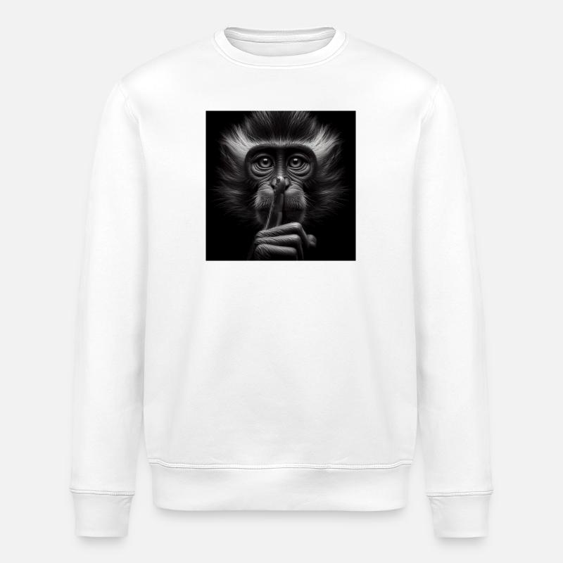 A Silent Monkey - Stanley/Stella ROLLER Unisex Organic Sweatshirt - white