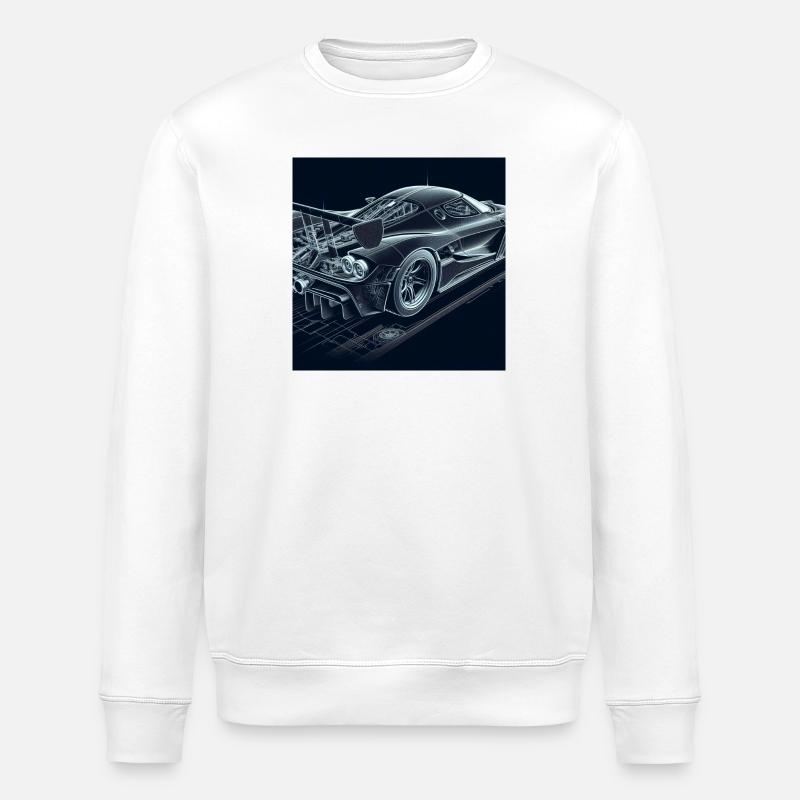 Blaupause Rennwagen Vision - Stanley/Stella Unisex Bio-Sweatshirt ROLLER - Weiß