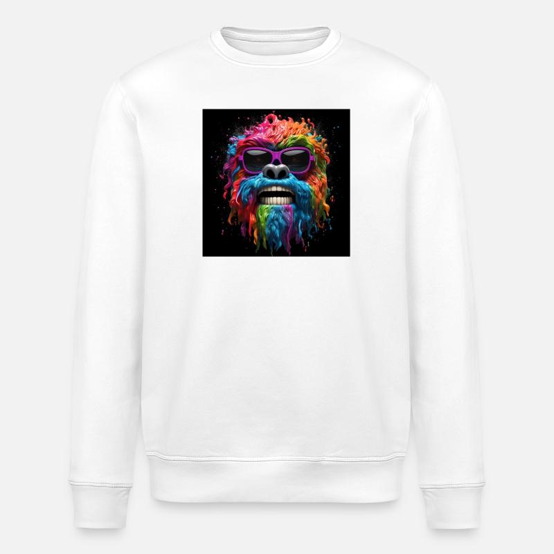 Psychedelischer Gorilla mit Sonnenbrille - Stanley/Stella Unisex Bio-Sweatshirt ROLLER - Weiß