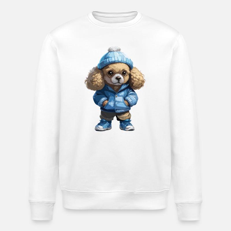 Pudel Herbst Winter Outfit - Stanley/Stella Unisex Bio-Sweatshirt ROLLER - Weiß