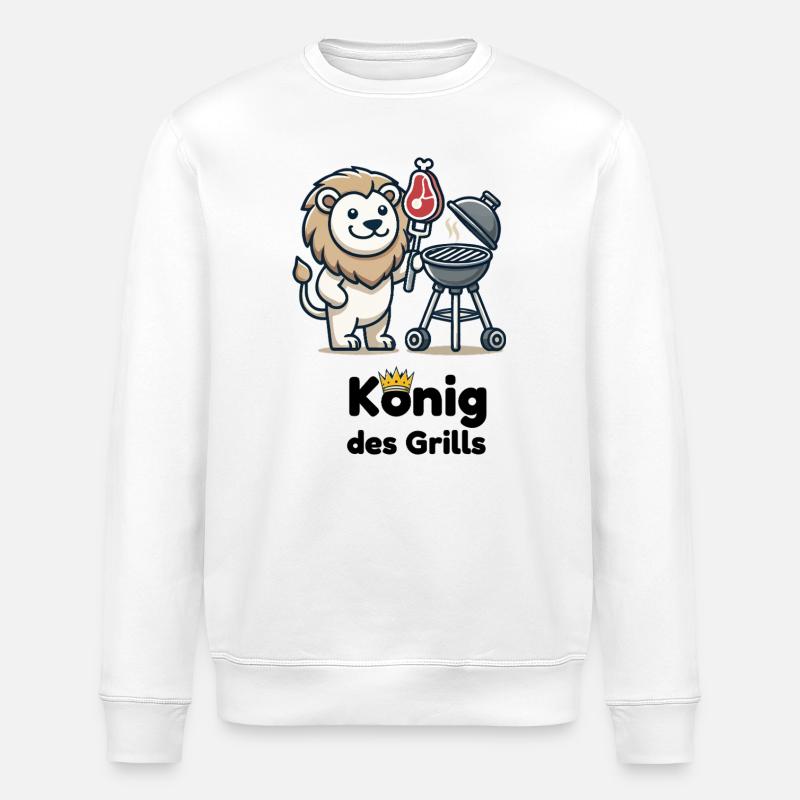 Löwe am Grill mit Krone - Stanley/Stella Unisex Bio-Sweatshirt ROLLER - Weiß