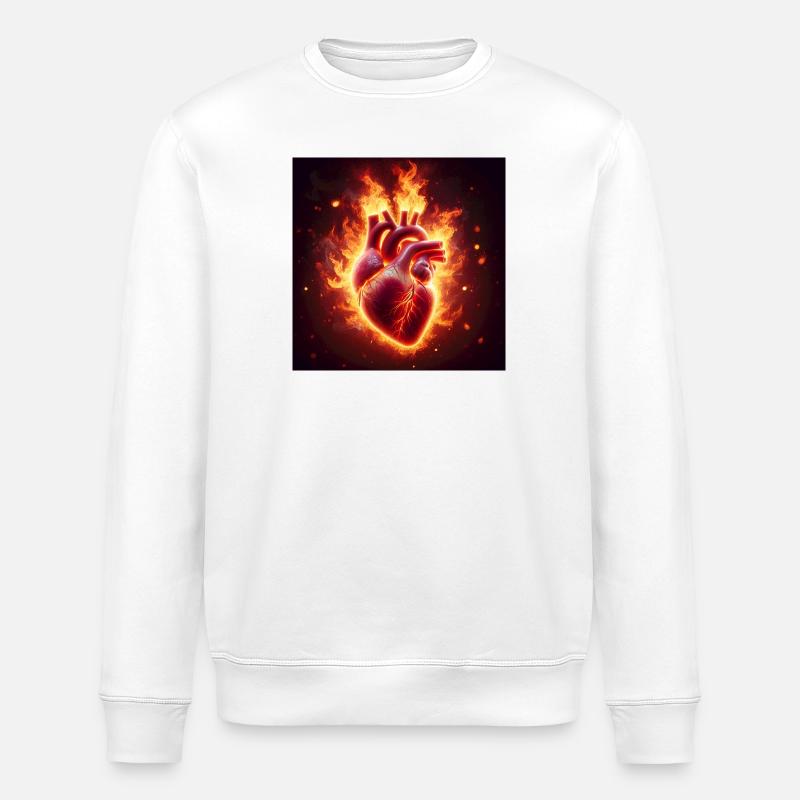 Brennendes Herz Design - Stanley/Stella Unisex Bio-Sweatshirt ROLLER - Weiß