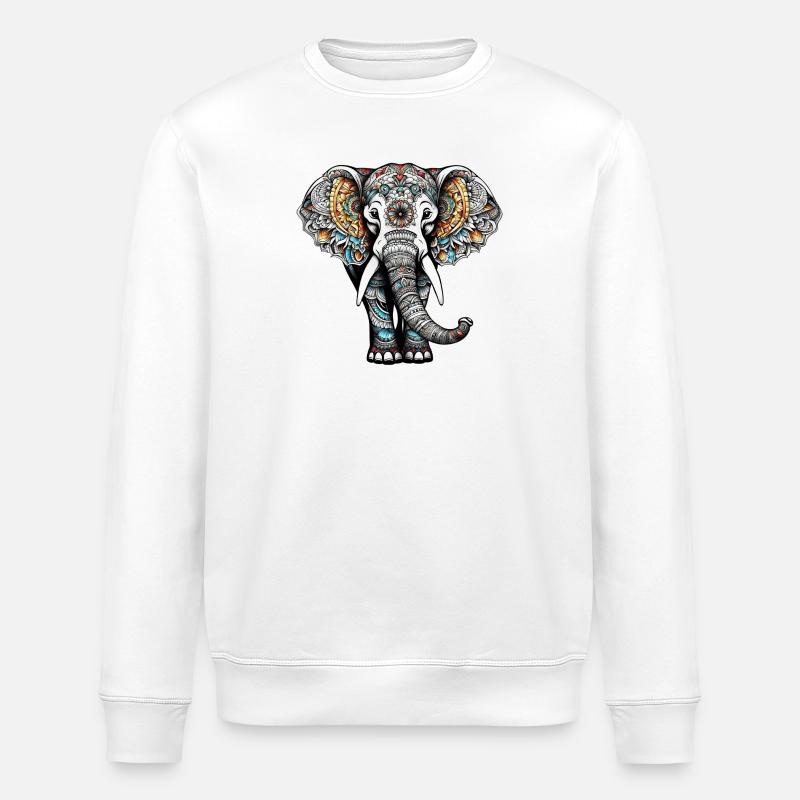 bunter elefant im tattoo style - Stanley/Stella Unisex Bio-Sweatshirt ROLLER - Weiß
