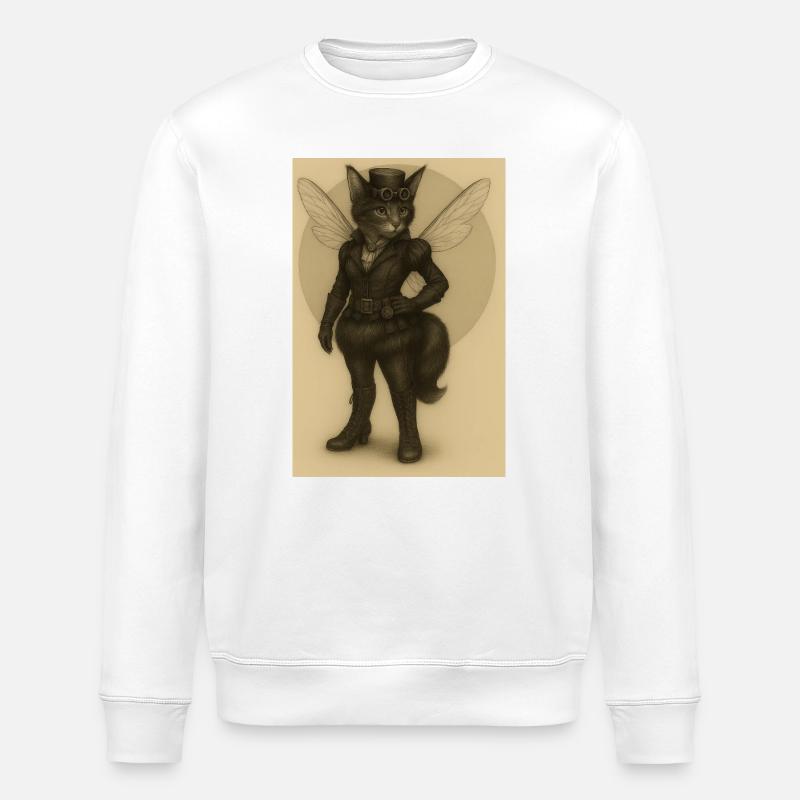 Lady Steamcat - Stanley/Stella Unisex Bio-Sweatshirt ROLLER - Weiß