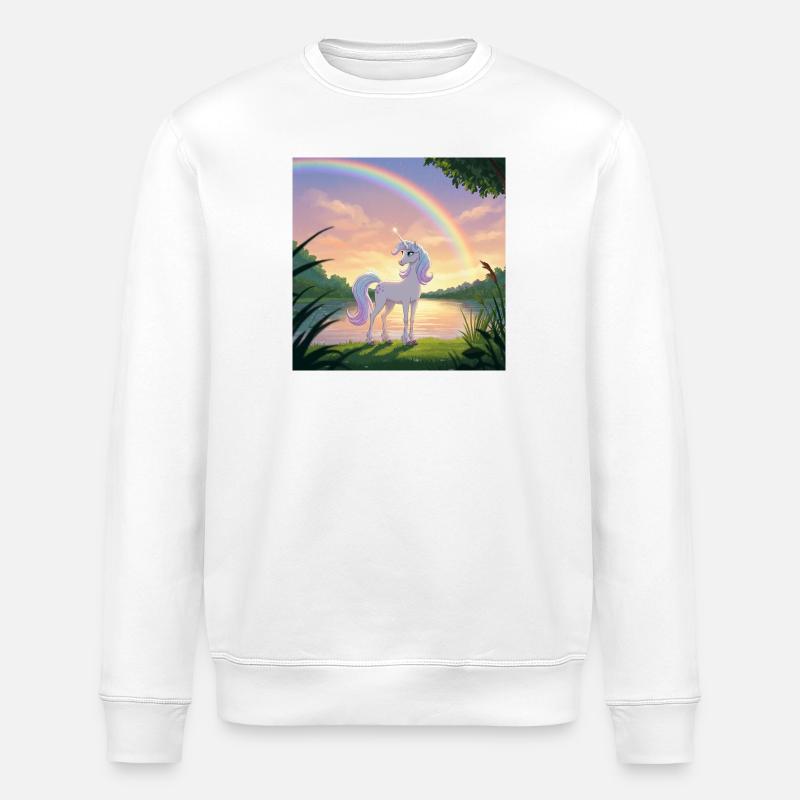 Einhorn unter dem Regenbogen - Stanley/Stella Unisex Bio-Sweatshirt ROLLER - Weiß