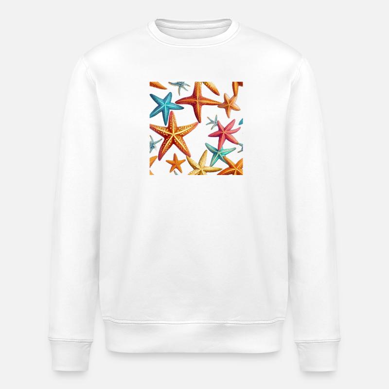 Farbenfrohe Seesterne - Stanley/Stella Unisex Bio-Sweatshirt ROLLER - Weiß