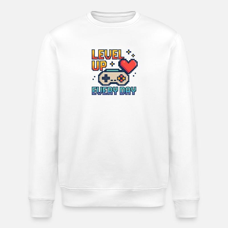 LEVEL UP / EVERY DAY - Stanley/Stella Unisex Bio-Sweatshirt ROLLER - Weiß