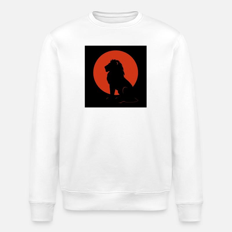 Löwen-Silhouette im Sonnenkreis - Stanley/Stella Unisex Bio-Sweatshirt ROLLER - Weiß