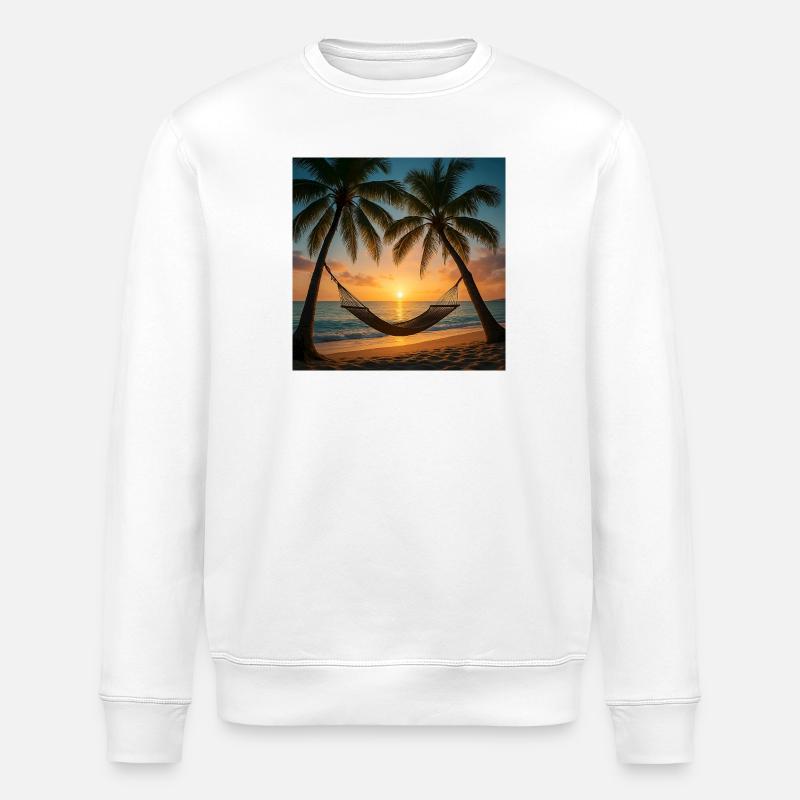 Vacation - Palmen - Hängematte - Stanley/Stella Unisex Bio-Sweatshirt ROLLER - Weiß