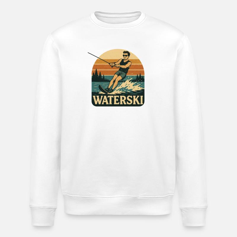 Illustration d’aventure de ski nautique - Sweat bio ROLLER Stanley/Stella Unisexe - blanc