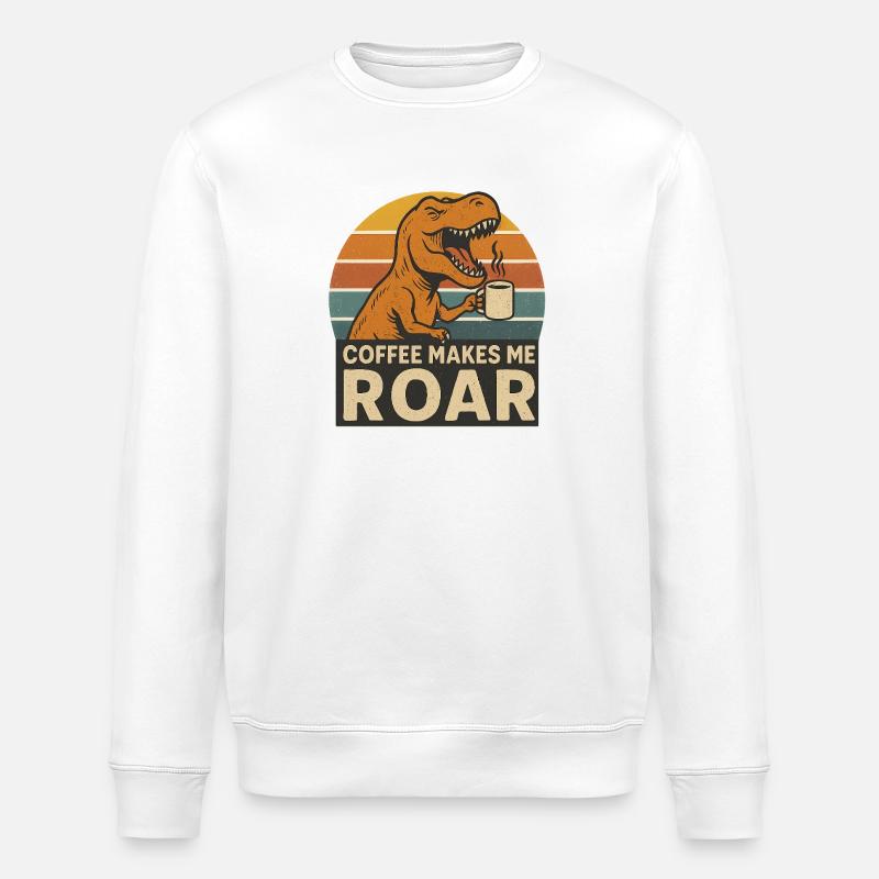 Dinosaure Café Roar Fun Design - Sweat bio ROLLER Stanley/Stella Unisexe - blanc