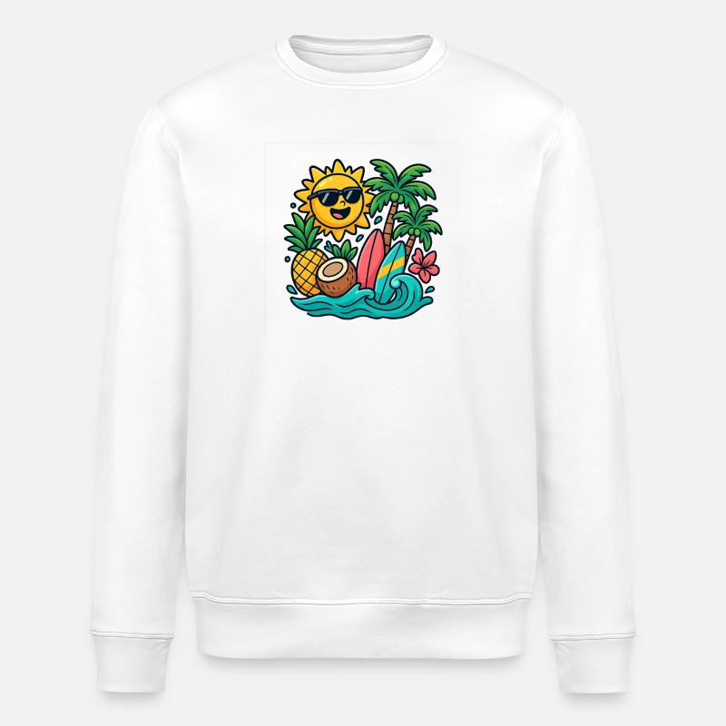Sonnenstrand Paradies Surf Design - Stanley/Stella Unisex Bio-Sweatshirt ROLLER - Weiß