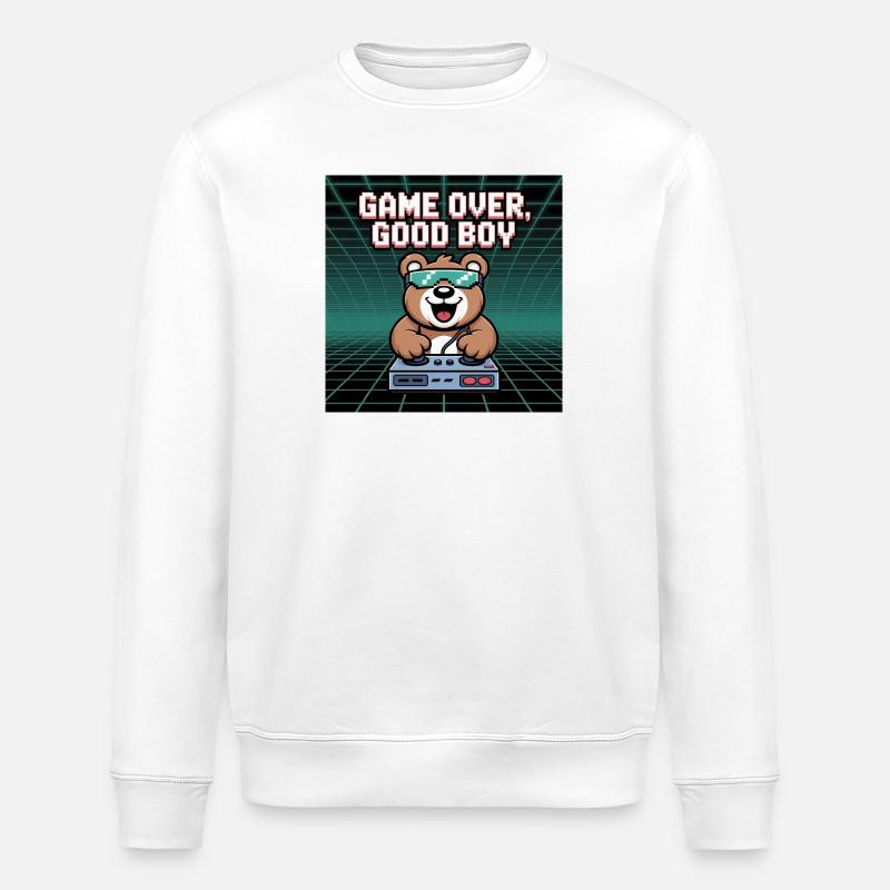 Retro Gaming Mignon DJ Bear - Sweat bio ROLLER Stanley/Stella Unisexe - blanc