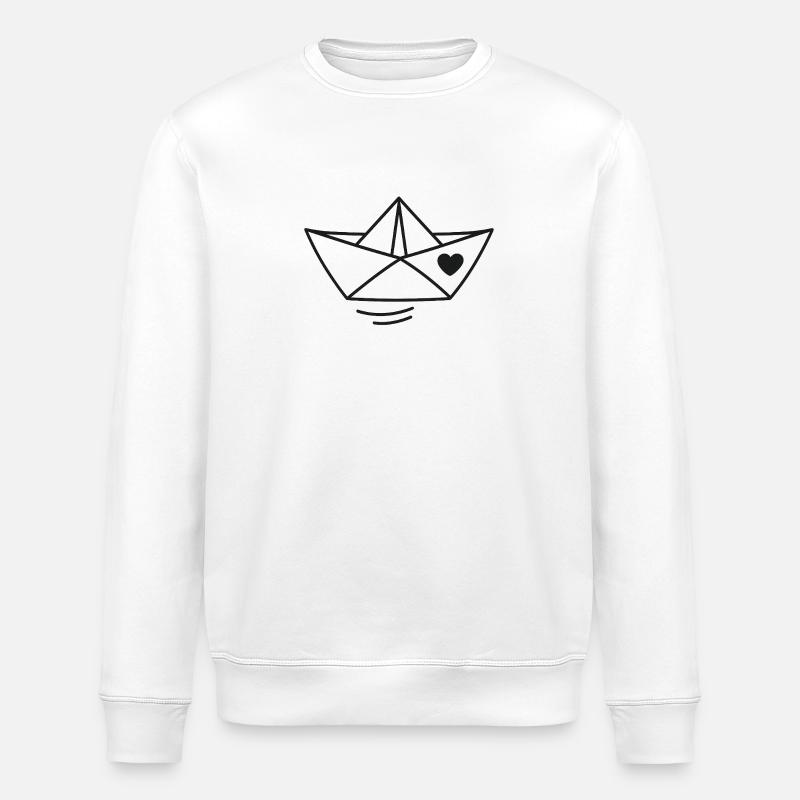 Illustration de bateau en papier coeur - Sweat bio ROLLER Stanley/Stella Unisexe - blanc