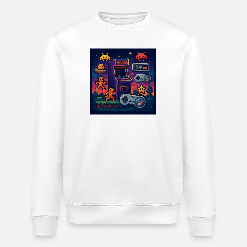 Conception de jeu d’arcade Pixel rétro - Sweat bio ROLLER Stanley/Stella Unisexe - blanc