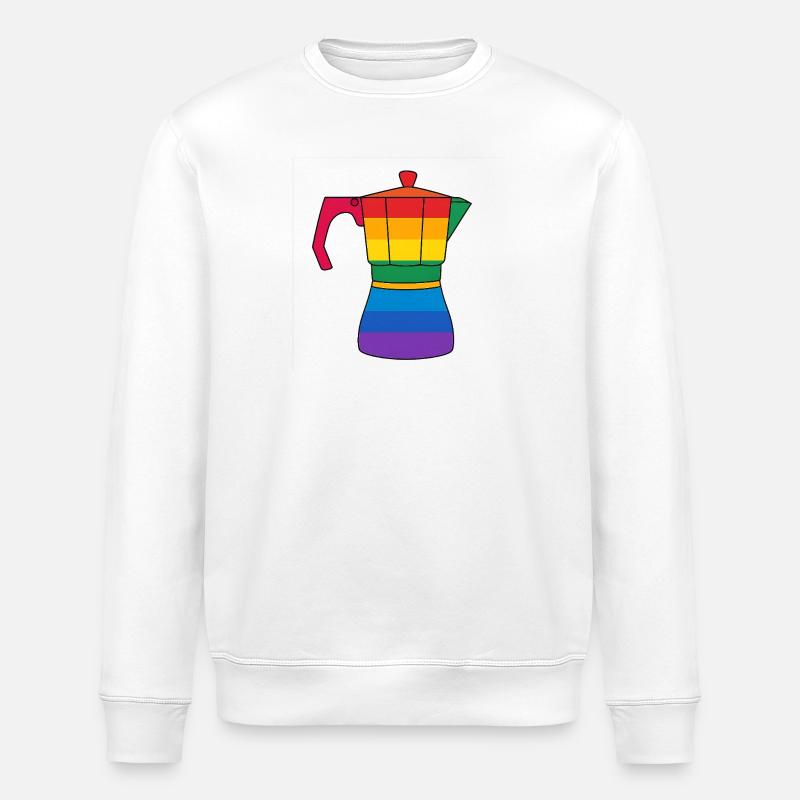 Lebendige Regenbogen-Kaffeemaschine - Stanley/Stella Unisex Bio-Sweatshirt ROLLER - Weiß