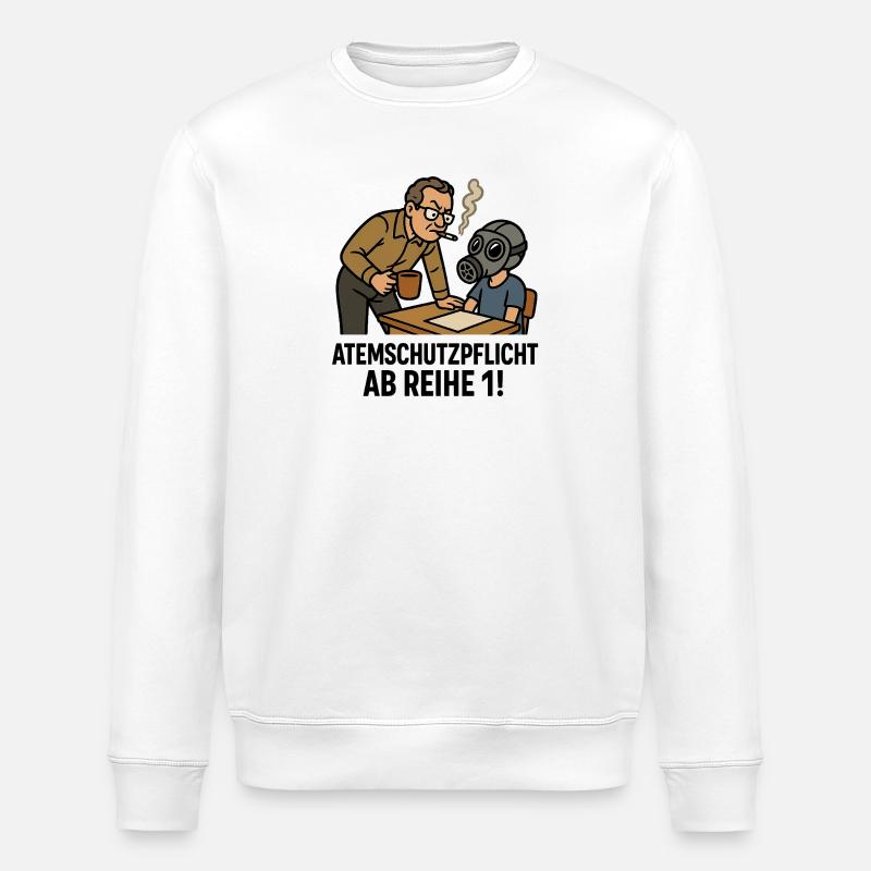 Professeur Café Cigarettes Mauvaise haleine - Sweat bio ROLLER Stanley/Stella Unisexe - blanc