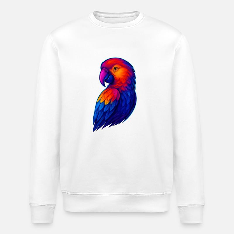 Lebendige Regenbogenpapagei Illustration - Stanley/Stella Unisex Bio-Sweatshirt ROLLER - Weiß