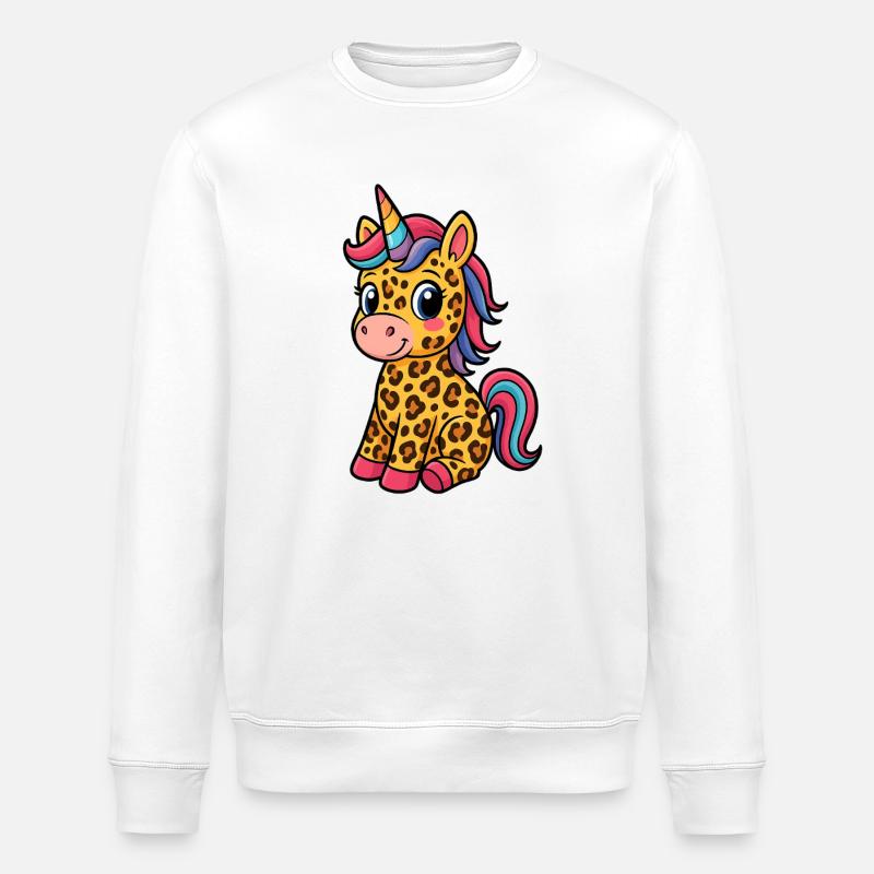 Leoparden-Einhorn – Süßes Cartoon-Design - Stanley/Stella Unisex Bio-Sweatshirt ROLLER - Weiß